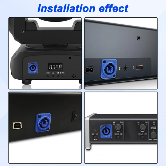 Alt view image 6 of 7 - PowerCon Input Female PanelMount to Y Spade Plug Cord 20A/250V 3Pin AC Power Jack Scoket Chassis to Fork Spade Terminal Extension Cable for Stage Light LED Connector-0.5M/1.6FT