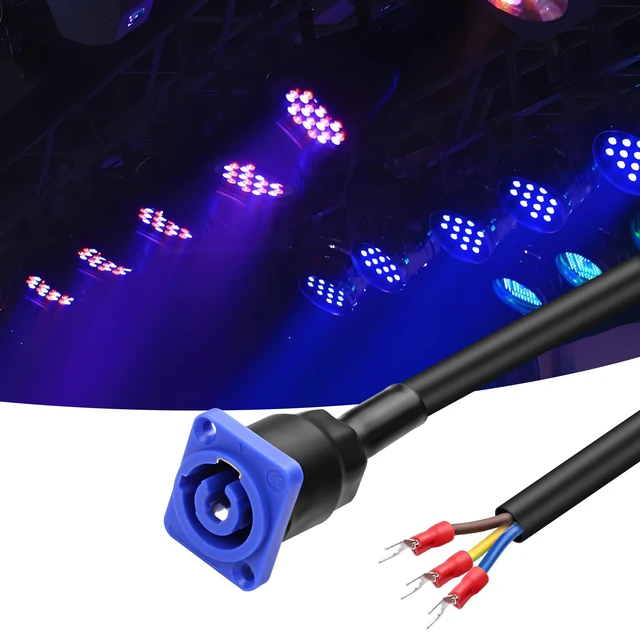 Alt view image 7 of 7 - PowerCon Input Female PanelMount to Y Spade Plug Cord 20A/250V 3Pin AC Power Jack Scoket Chassis to Fork Spade Terminal Extension Cable for Stage Light LED Connector-0.5M/1.6FT