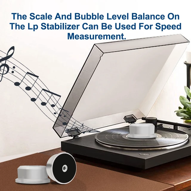 Alt view image 2 of 7 - Monosadio 3 in 1 Record Stabilizer Weight 50Hz Audiophile 320G Aluminum Turntable Weight With High-Precision Bubble Level for Vinyl LP Record Player Disc (Silver)