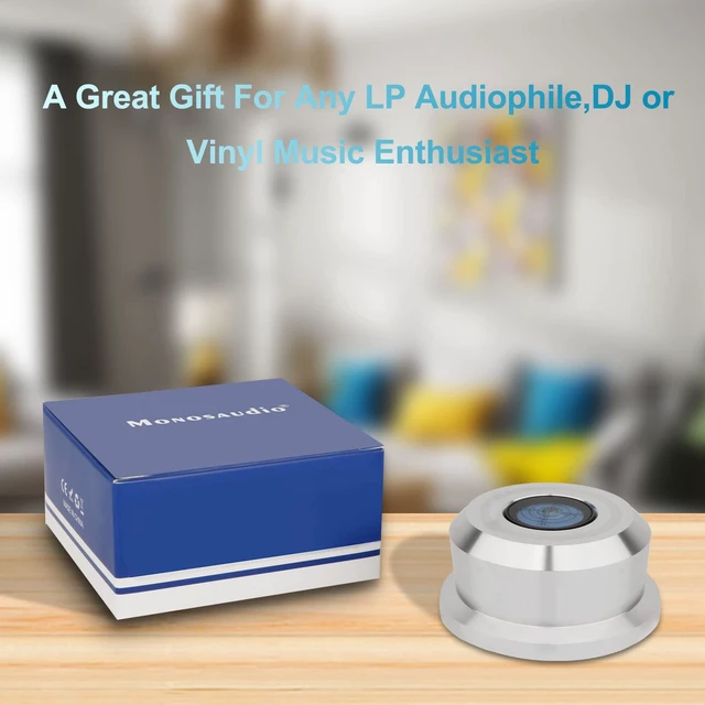 Alt view image 7 of 7 - Monosadio 3 in 1 Record Stabilizer Weight 50Hz Audiophile 320G Aluminum Turntable Weight With High-Precision Bubble Level for Vinyl LP Record Player Disc (Silver)