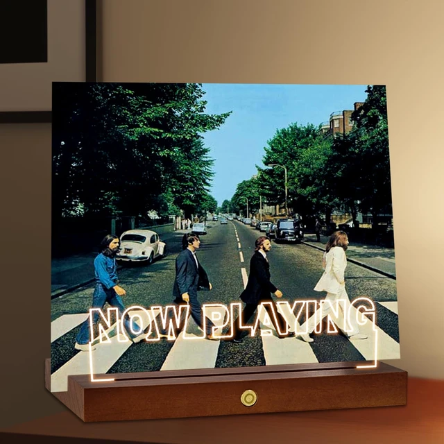 Alt view image 2 of 7 - Now Playing Vinyl Record Stand, Wooden LED Vinyl Album Display Storage, Light Up Acrylic Music Collection Holder