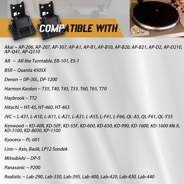 Alt view image 2 of 7 - 2Pcs Turntable Dust Cover Hinges,Plug and Play Fit for Akai AP-206,AR-AR,Yamaha P-200,Fix Cracked Broken Hinge Prevent Dust Cover Drop Scratch Turntable Platter(2)