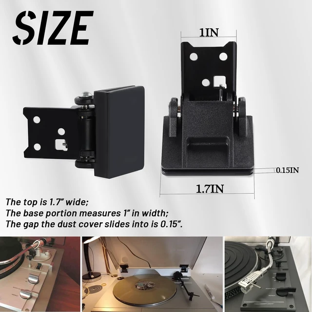 Alt view image 4 of 7 - 2Pcs Turntable Dust Cover Hinges,Plug and Play Fit for Akai AP-206,AR-AR,Yamaha P-200,Fix Cracked Broken Hinge Prevent Dust Cover Drop Scratch Turntable Platter(2)