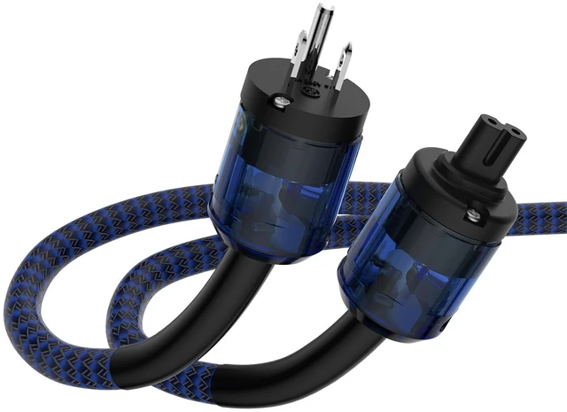 Main image of HiFi Audiophile Power Cord with US Rhodium Plated Connector Male Plug+ IEC 320 C7 Figure 8 Female Connector Audio AC Power Cable 125V 15A for Speaker, Subwoofer, Turntable, AMP(2M / 6.56FT)