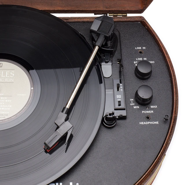 Alt view image 3 of 6 - Vintage Suitcase Turntable with Bluetooth & USB - Classic Wooden Retro Style