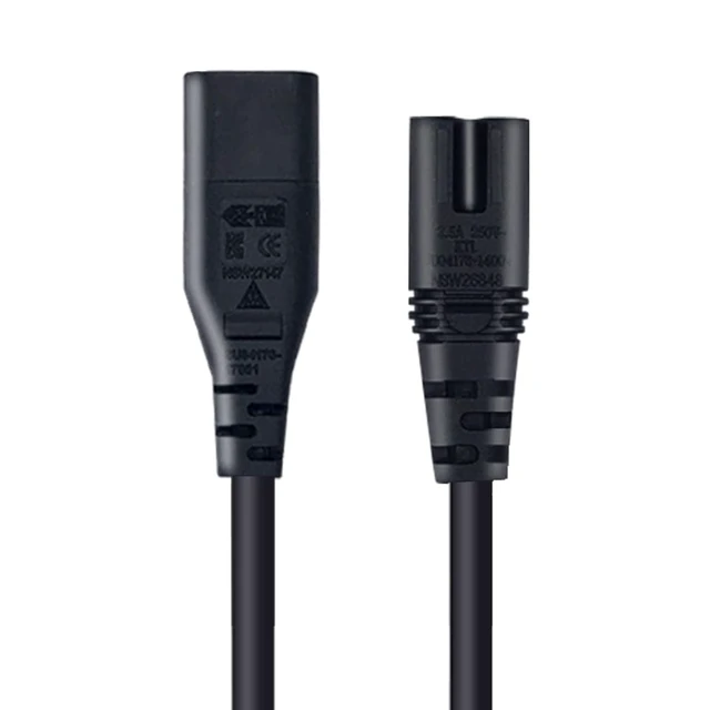 Alt view image 3 of 6 - IEC 320 C8 to C7 Power Cable 16ft/5m for TV Monitor Projector 2.5A 250V, 18/2 SPT-2 Extension Power Cord, IEC 60320 C8 Plug to C7 Receptacle, Male to Female Extension,UL RoHS certified