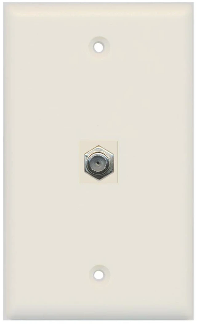 Main image of Coax Cable TV Wall Plate 1 Gang Flat - Light Almond