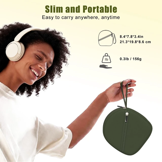Alt view image 4 of 7 - Headphone Case Compatible with JBL/Beats/Sony/BERIBES/SoundCore/TOZO/KVIDIO/JLab/Bose, Ultra-Thin Headphone Bag Travel Carrying Universal, Green