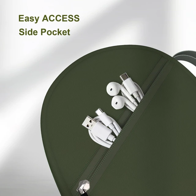 Alt view image 6 of 7 - Headphone Case Compatible with JBL/Beats/Sony/BERIBES/SoundCore/TOZO/KVIDIO/JLab/Bose, Ultra-Thin Headphone Bag Travel Carrying Universal, Green