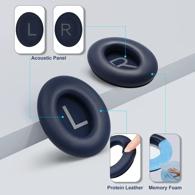 Alt view image 3 of 7 - Replacement Ear Pads for Bose QC45, QC SE, QC45 SE Headphone, Navy Compatible with Bose QuietComfort, QuietComfort 45 (45 SE), QuietComfort SE Headphones, Headphone Earpads Cushions