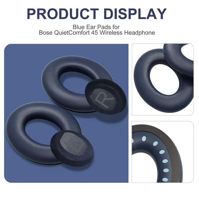 Alt view image 6 of 7 - Replacement Ear Pads for Bose QC45, QC SE, QC45 SE Headphone, Navy Compatible with Bose QuietComfort, QuietComfort 45 (45 SE), QuietComfort SE Headphones, Headphone Earpads Cushions