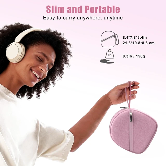 Alt view image 4 of 7 - Headphone Case Compatible with JBL/Beats/Sony/BERIBES/SoundCore/TOZO/KVIDIO/JLab/Bose, Ultra-Thin Headphone Bag Travel Carrying Universal, Pink
