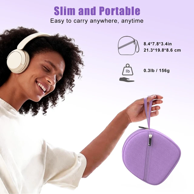 Alt view image 5 of 7 - Headphone Case Compatible with JBL/Beats/Sony/BERIBES/SoundCore/TOZO/KVIDIO/JLab/Bose, Ultra-Thin Headphone Bag Travel Carrying Universal, Purple