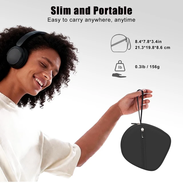 Alt view image 4 of 7 - Headphone Case Compatible with JBL/Beats/Sony/BERIBES/SoundCore/TOZO/KVIDIO/JLab/Bose, Ultra-Thin Headphone Bag Travel Carrying Universal, Black