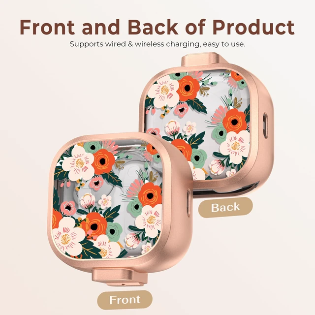 Alt view image 4 of 7 - for Samsung Galaxy Buds 4 Pro Case/Buds 4 Case 2026 with Safety Lock Dual Protection, Cute Hard Earbuds Cover, Easy to Install, Compatible with MagSafe, Dust Resistant, TPU & PC, Hibiscus Floral