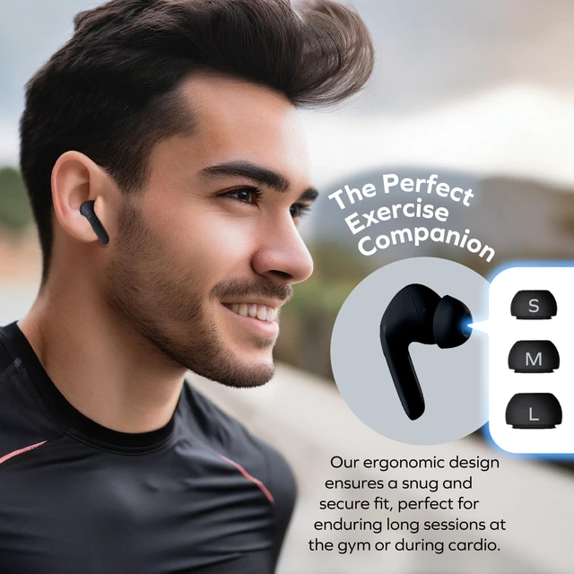 Alt view image 2 of 7 - Noise Cancelling Wireless Earbuds, Sports Waterproof Bluetooth Earbuds, BLK