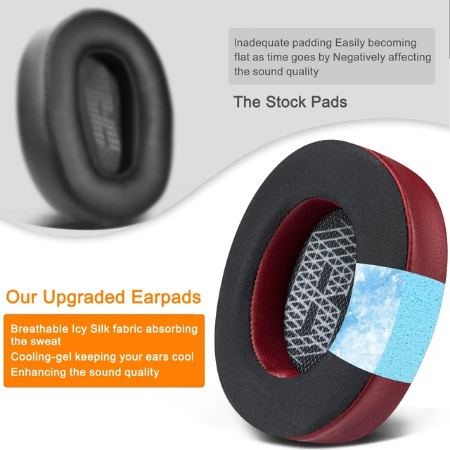 Alt view image 3 of 5 - Cooling Gel Replacement Ear Pads for JBL Live 500BT/Live 500 BT Around-Ear Wireless Headphone, Earpads Cushions with Noise Isolation Foam - Burgundy