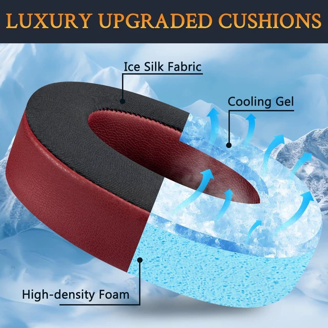 Alt view image 4 of 5 - Cooling Gel Replacement Ear Pads for JBL Live 500BT/Live 500 BT Around-Ear Wireless Headphone, Earpads Cushions with Noise Isolation Foam - Burgundy