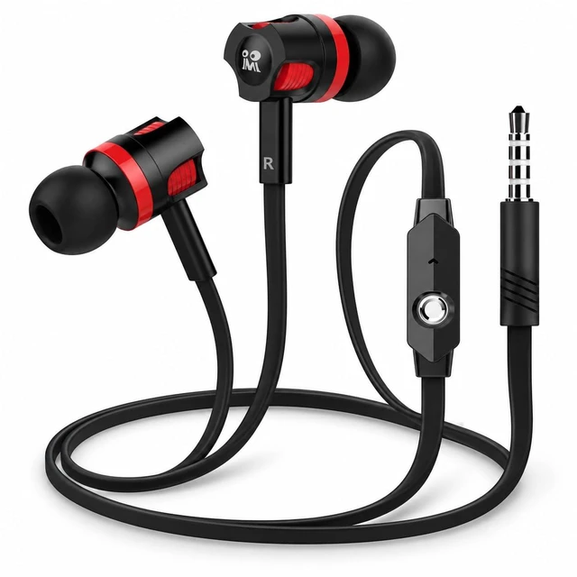 Main image of Wired Earbuds in-Ear Headphones with Microphone, 3.5mm Jack Corded Earphones Stereo Bass Earbuds, S/M/L Soft Silicone Tips Compatible with iPhone Android Laptop iPad MP3(Black)
