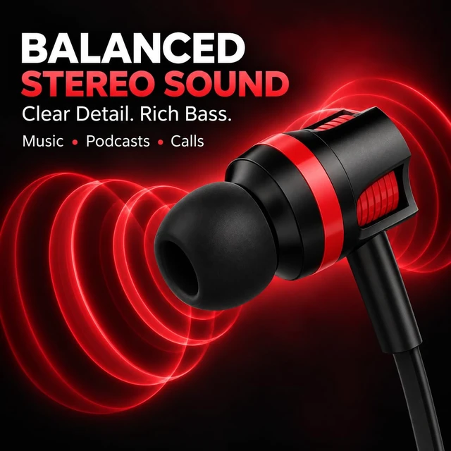 Alt view image 2 of 7 - Wired Earbuds in-Ear Headphones with Microphone, 3.5mm Jack Corded Earphones Stereo Bass Earbuds, S/M/L Soft Silicone Tips Compatible with iPhone Android Laptop iPad MP3(Black)