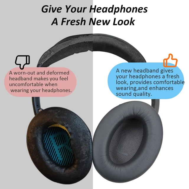 Alt view image 4 of 7 - Head Cushion Pad Compatible with Bose QC45 QC35 QuietComfort 35 II Headphones (White)