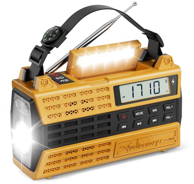 Main image of Emergency Radio, 5000mAh Solar Hand Crank Weather Radio with NOAA/AM/FM/Bluetooth, Crank Radio with Flashlight&SOS for Outdoor/Home Yellow
