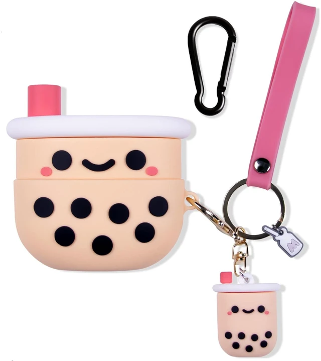 Main image of for Beats Studio Buds Case Cover, Boba Milk Tea 3D Cute Cartoon Kawaii Character Anime Skin, Soft Silicone Case with Keychain Accessories for Girls Women Kids