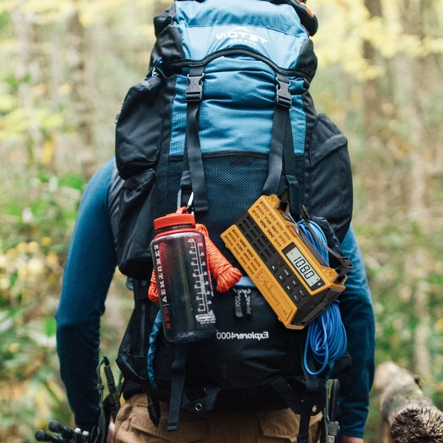 Alt view image 7 of 7 - Emergency Radio, 5000mAh Solar Hand Crank Weather Radio with NOAA/AM/FM/Bluetooth, Crank Radio with Flashlight&SOS for Outdoor/Home Yellow