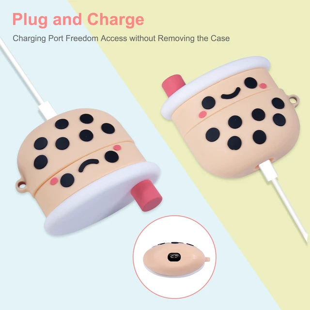 Alt view image 5 of 7 - for Beats Studio Buds Case Cover, Boba Milk Tea 3D Cute Cartoon Kawaii Character Anime Skin, Soft Silicone Case with Keychain Accessories for Girls Women Kids