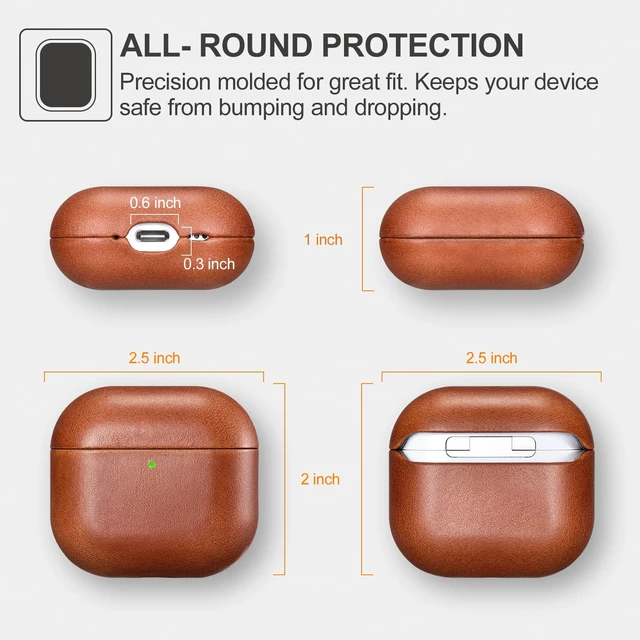 Alt view image 4 of 6 - AirPods 5 Leather Case, AirPod 4 Leather Vintage Cover (Brown) Genuine Leather Case for AirPods 5 AirPods 4, Support Magsafe Charging, Vintage Cover
