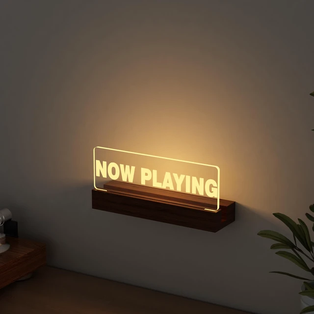 Alt view image 3 of 7 - Light up Now Playing Vinyl Record Stand Wall Mount, Now Playing Record Player Stand, Wooden Acrylic Holder for Vinyl Album Display Storage with Warm White Color Lights