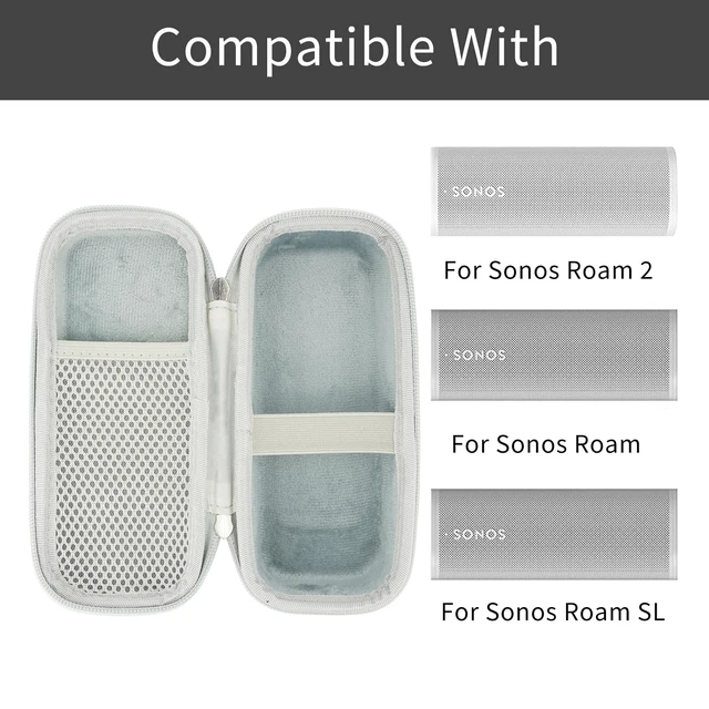 Alt view image 3 of 6 - Hard Case For Sonos Roam 2 / Sonos Roam Portable Outdoor Sports Bluetooth Speaker Travel Storage Carrying Case Cover (Grey)