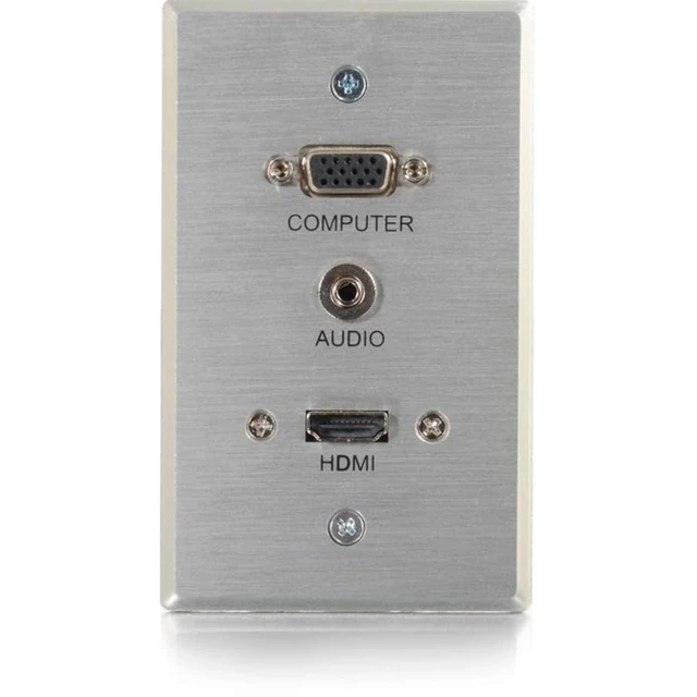 Alt view image 2 of 5 - Legrand HDMI VGA and AUX Wall Pass Through, Pass Through Wall Plate for In Wall Cable Management, Brushed Aluminium, Silver, 1 Count, 60144
