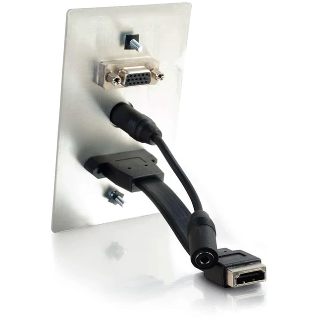 Alt view image 3 of 5 - Legrand HDMI VGA and AUX Wall Pass Through, Pass Through Wall Plate for In Wall Cable Management, Brushed Aluminium, Silver, 1 Count, 60144