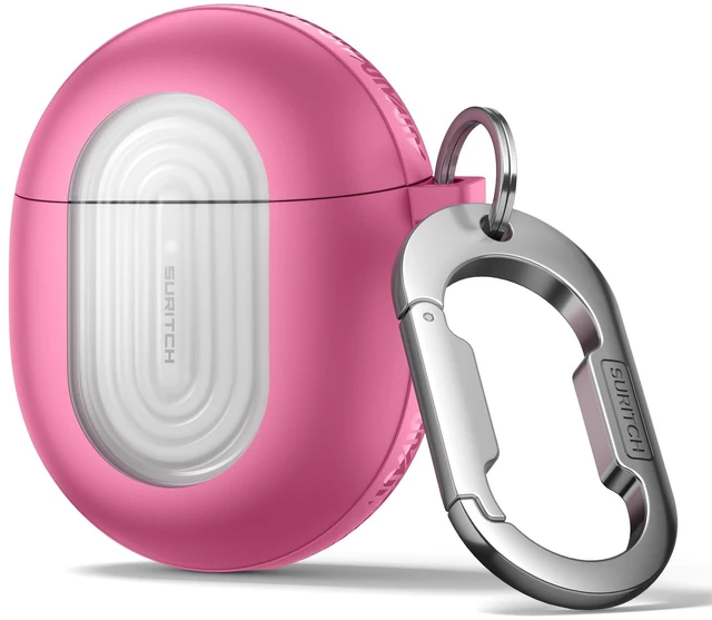 Main image of Magnetic Bumper Cases for Google Pixel Buds Pro 2 (2024) and Pixel Buds Pro (2022) Case Cover, Rugged Shockproof Protective Covers with Carabiner & Cleaning Kit & Removal Tool, Pink
