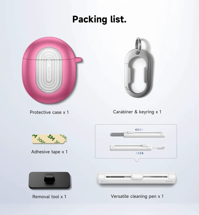 Alt view image 6 of 7 - Magnetic Bumper Cases for Google Pixel Buds Pro 2 (2024) and Pixel Buds Pro (2022) Case Cover, Rugged Shockproof Protective Covers with Carabiner & Cleaning Kit & Removal Tool, Pink