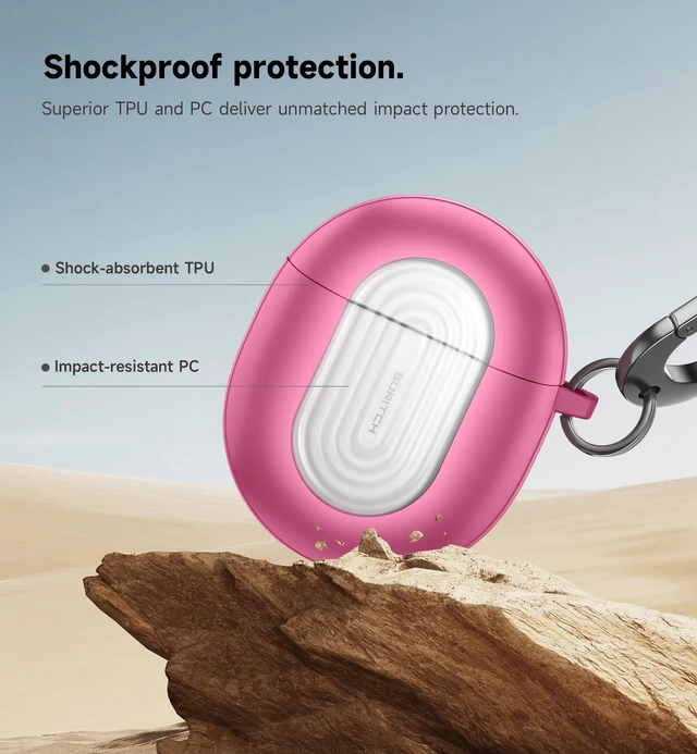Alt view image 5 of 7 - Magnetic Bumper Cases for Google Pixel Buds Pro 2 (2024) and Pixel Buds Pro (2022) Case Cover, Rugged Shockproof Protective Covers with Carabiner & Cleaning Kit & Removal Tool, Pink
