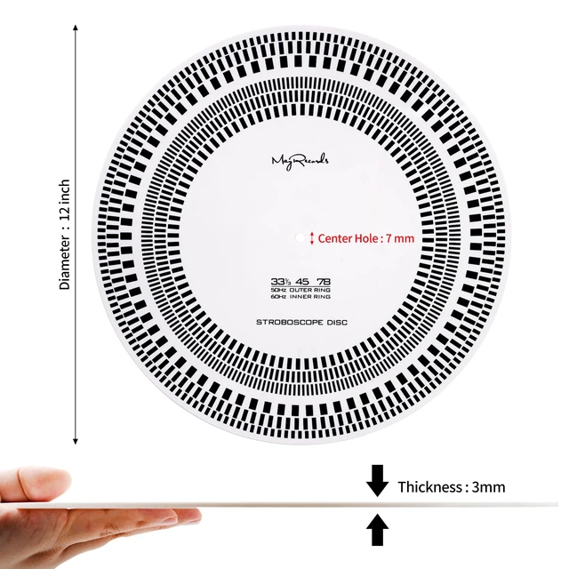 Alt view image 2 of 7 - Turntable Strobe Disc LP Stroboscope Mat Tests for Record Player Rotational Speed Detection LP Turntables Calibration Disc