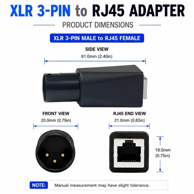 Alt view image 3 of 7 - DMX to RJ45 Connector RJ45 Ethernet to 3 Pin 5Pin XLR DMX Female Male (2pcs) (3PIN_Male_2Pcs)
