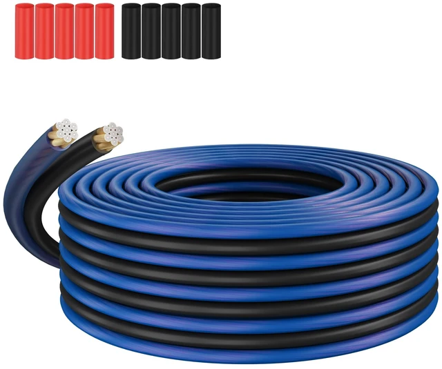 Main image of 10 Gauge AWG 2 Conductor Speaker Wire 35 FT Blue & Black, Ultra Flexible CCA Power & Ground Zipper Parallel Battery Cable, Color-Coded for Car Audio Subwoofer Amplifier RV Marine DIY+Heat Shrink Tubes