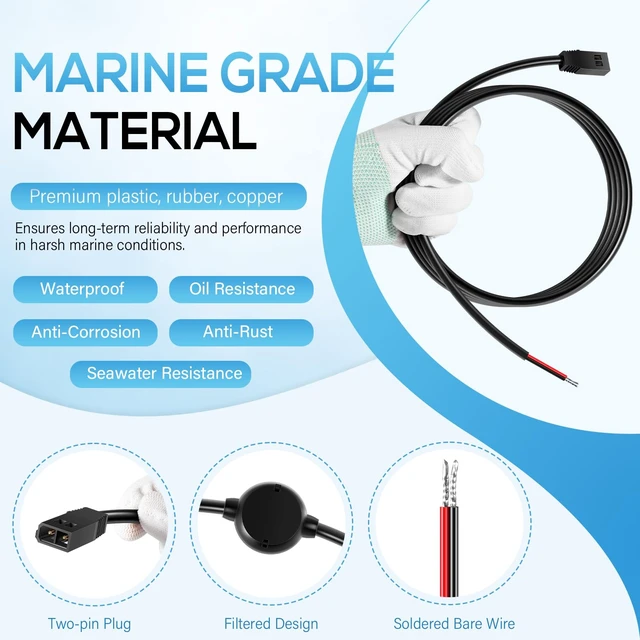 Alt view image 6 of 7 - PC 11 Filtered Power Cable 720057-1 for Humminbird Helix Waterproof 6FT 6 Feet Power Cable For Helix 8/9/10/12/15, 800/900/1100 Series, 797/798, Filtered Anti-Interference
