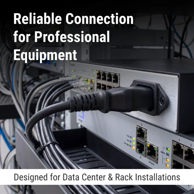 Alt view image 3 of 7 - AC Power Cord C14 to C19, 6ft, 14 AWG, 15A/250V, Black IEC 60320 Server Power Cable for PDU, UPS, Network and Data Center Equipment with C14 Male to C19 Female Connectors