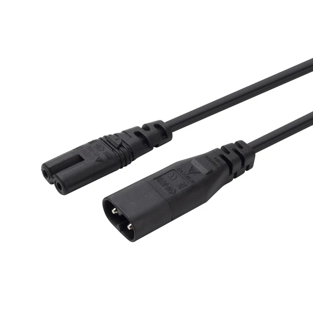 Main image of IEC 60320 C8 Plug to C7 Receptacle Male to Female Extension Power Supply Main Adapter Cable 15ft