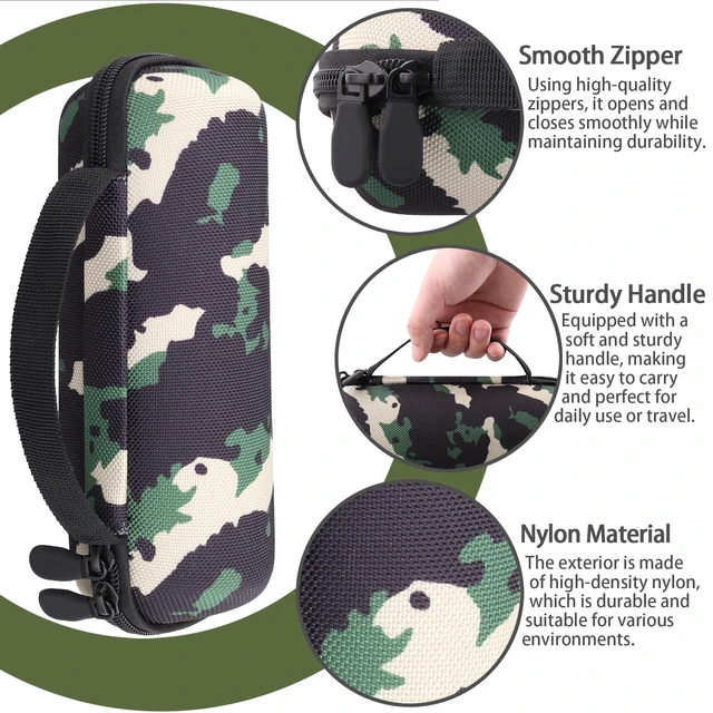 Alt view image 6 of 7 - Hard Travel Case for JBL Grip Compact Bluetooth Speaker, Camo Portable Protective Storage, Built-In Carabiner, Comfortable Carrying, Smooth Zipper, Soft Inner Lining