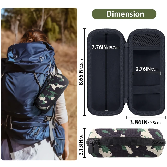 Alt view image 7 of 7 - Hard Travel Case for JBL Grip Compact Bluetooth Speaker, Camo Portable Protective Storage, Built-In Carabiner, Comfortable Carrying, Smooth Zipper, Soft Inner Lining