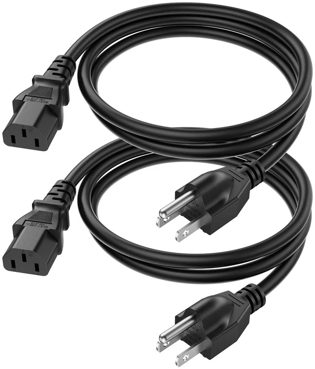 Main image of 2-Pack 18AWG Universal Power Cord 3FT NEMA 5-15P to IEC320C13 for NEMA 5-15P to IEC320C13 Cable,Black PVC Molding,0.9M,UL Safety Certification,SJT cable