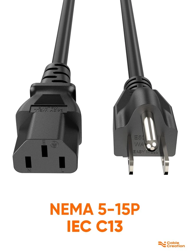 Alt view image 5 of 7 - 2-Pack 18AWG Universal Power Cord 3FT NEMA 5-15P to IEC320C13 for NEMA 5-15P to IEC320C13 Cable,Black PVC Molding,0.9M,UL Safety Certification,SJT cable