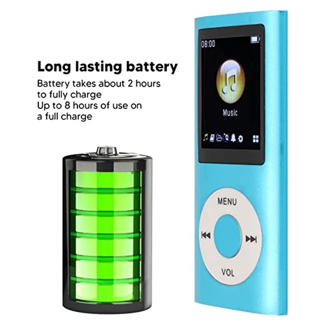 Alt view image 5 of 7 - MP3 Player, with 64GB Memory Capacity, 8 Hour Battery Life Portable Music Player, Supports MP3, WMA, FLAC, APE (Blue)