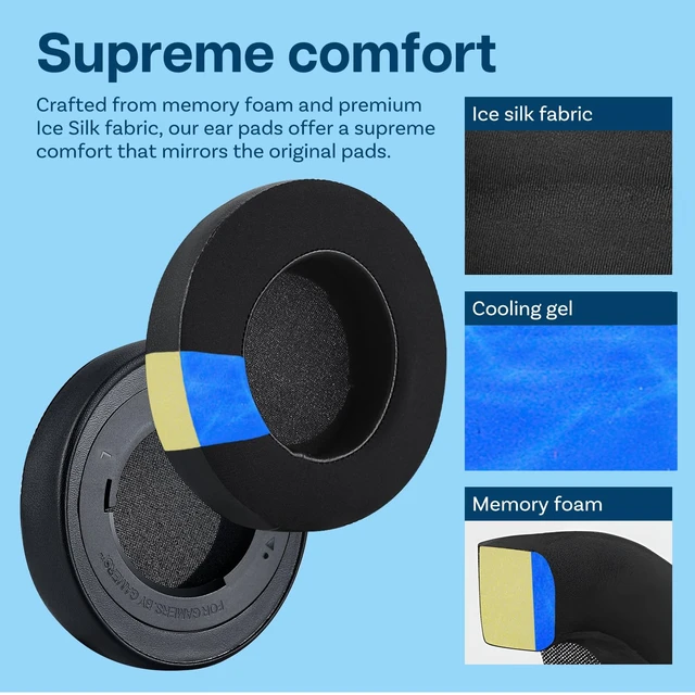 Alt view image 3 of 5 - Ear Pads Replacement for Razer Kraken 7.1 V2 / Razer Kraken Pro V2 Gaming Headset by Cooling Gel Ear Pad Cushions Noise Isolation Earpads Replacement Black