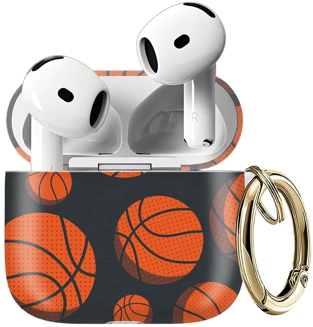Main image of for AirPods 4 Case, Cute AirPod 4th Generation Cases Cover for Women Girly with Gold Keychain for AirPod 4 Cover 2024 (Basketball)